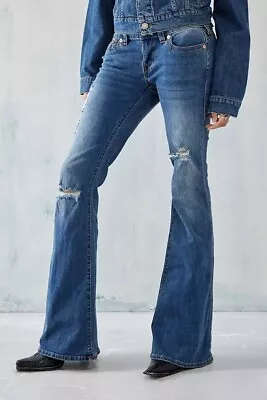 True Religion Carrie Jeans Size 27 Blue Low Rise Flare UK 8 BNWT Stretchy £110 • $67.82