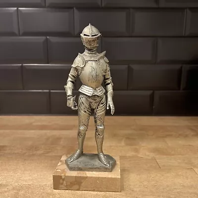 Vintage Medieval Knight On Marble Figure Polymer Resin 8.5  Depose Italy 90 • $8.50