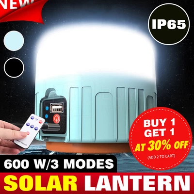 $17.95 • Buy Portable LED Solar Camping Light Lantern Outdoor Tent Lamp USB Rechargeable AU
