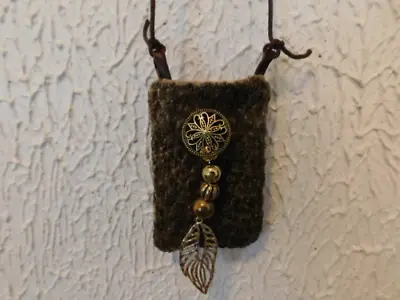 Medicine Bag - Amulet Bag - Embellished Velveteen Necklace Bag Unisex Neck Purse • $15