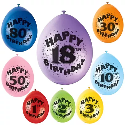 Birthday Balloons Age Mixed Colours Happy Party Latex Air Fill Boy Girl Kids  • £4.50