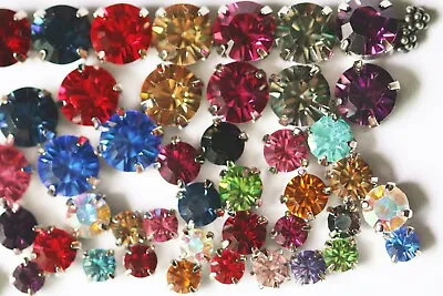 Swarovski CHATON MONTEES Rhodium Mounted Chatons VERY LARGE 8mm 6mm 5mm COLORS • $2.38