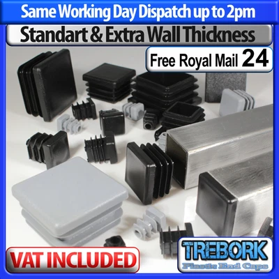 £46.35 • Buy Square Plastic End Caps Tube Inserts Bungs Blanking Plugs Furniture Chair Feet