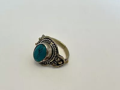 Vintage Silver Tone Blue Turquoise Ring Size 8 • $10.99