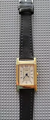 Women's Guess Tank Steel Quartz Watch! New Battery & Leather Band! • $6.99