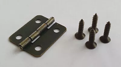 £3.19 • Buy 4x Mini Brown Hinges + Screws Set For Door Wooden Box Chest Doll House DIY Hinge