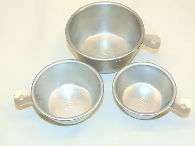 Vintage Aluminum Measuring Cups ~ Lot Of 3 ~ Embossed 1/3 Cup 1/2 Cup 1 Cup • $7.95