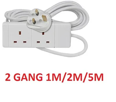 £8.99 • Buy 2 Gang OR 2 Way 2M 3M 5M 6M Long Lead Uk Plug Extension Cable Socket Cord CE UK