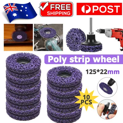 10 X 125mm X 22mm POLY STRIP DISC WHEEL PAINT RUST REMOVAL CLEAN GRINDER • $39.16