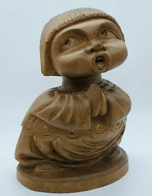 Singing Monk Vintage Wooden Carved Statue Friar Praying Priest Choir  • $21