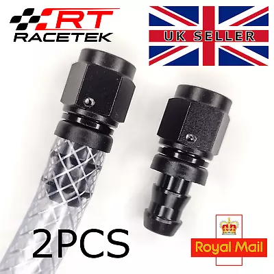 AN-6 6AN BLACK JIC Straight Swivel Push On SOCKETLESS Tail Barb Hose Fitting 2PC • £7.99