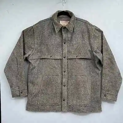 VTG Filson Wool Cape Coat Lg Grey Heather Style 95 Cruiser Mackinaw Jacket USA • $365