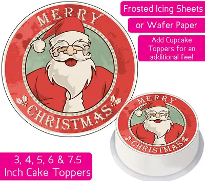 Christmas Santa Edible Wafer & Icing Cake Toppers Decoration Merry Festive Party • £2.25