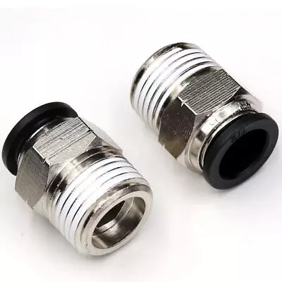 Push To Connect Air Fittings 1/2PC 1/2 Inch Od Tube X 1/2  NPT Male Thread Ai... • $18.82