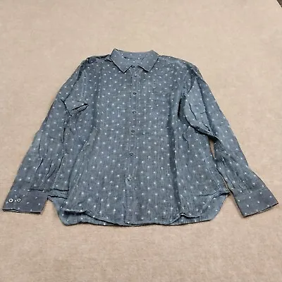 $28.88 • Buy 120% Lino Mens Size XL Blue Polka Dot Long Sleeve Button Down Shirt