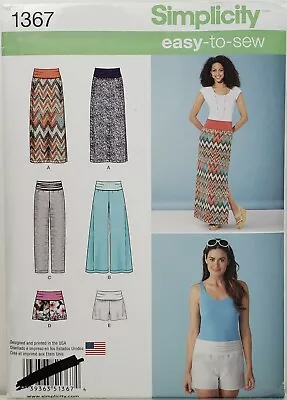 Simplicity 1367 EASY Maxi Skirt Wide Leg Pants Slim Pants & Shorts CHOOSE SIZE • $7.95