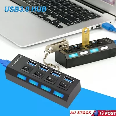 $6.99 • Buy 7 Port USB 3.0 HUB Powered +High Speed Splitter Extender PC AC Adapter Cable AU