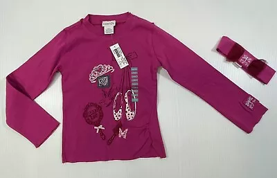 Naartjie Girls Pink Cotton Long Sleeve Ballerina Tee Shirt Headband 2Pc Set 6 • $22.99