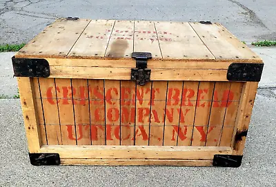 RARE Antique Vintage Crescent Bread Advertising Crate Utica NY Box Chest Sign • $1195