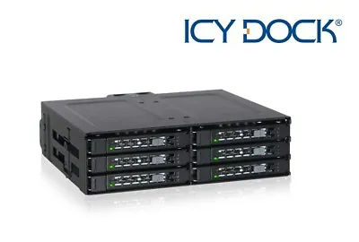 New ICY Dock MB608SP-B 6 Bay 2.5  SATA SAS SSD HDD Hard Drive Mobile Rack • £143.99
