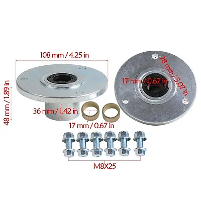 Pair 6  Inch 17mm 3 Stud Front Wheel Hub Flange ATV Go Kart Quad Buggy Mower • $59.45