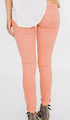 Bright Peach Coral Express Skinny Jeans Stretch 32 X 30 Size 10 • $16