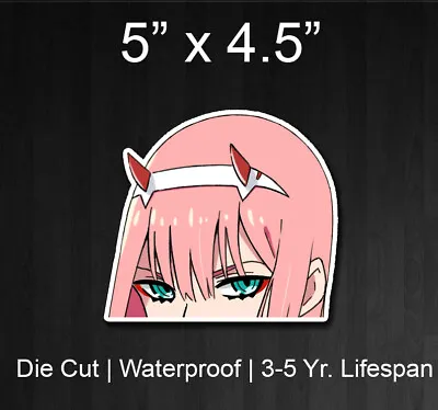 Zero Two 02 Peeker Peeking Anime Waifu Bumper Vinyl Sticker Car Decal • $9.71