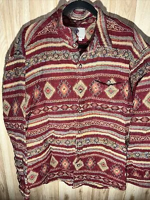 The Territory Ahead Cotton Textile Shirt  Southwest Aztec Print Mens 2XL Heavy • $69.98