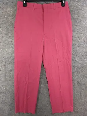 Vtg Haggar Pants Mens 34 X 32 Salmon Pink Poplin Chino Non-Iron Comfort Waist • $20.23
