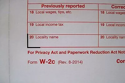 8 FORMS W-2C IRS Corrected Wage/Tax Statement & 3= W-3C Transmittal Forms • $14