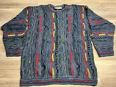 COOGI Blues Australia Men Sweater Large  Blue 3D Vintage 100% Cotton Biggie • $300