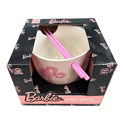 Barbie Ramen Noodle Bowl Wooden Chopsticks And Spoon Ceramic Soup Bowl • $24.99