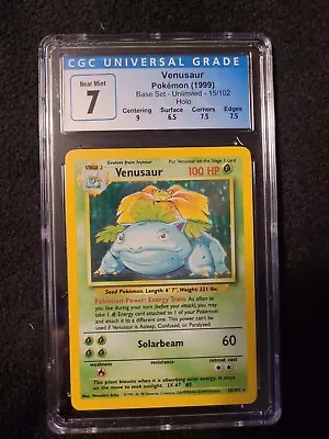 $84.99 • Buy CGC 7  Venusaur Holo Base Set Unlimited 15/102 Pokemon 1999 Vintage WOTC