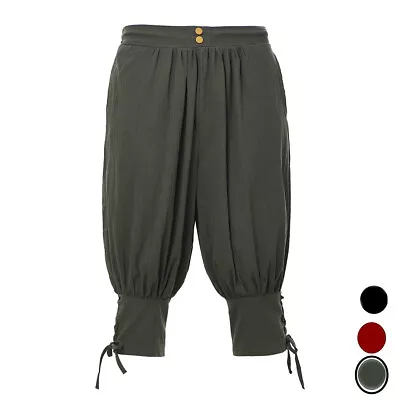 Medieval Viking Loose Breeches For Men Renaissance Pirate Cropped Pants LARP • $21.99