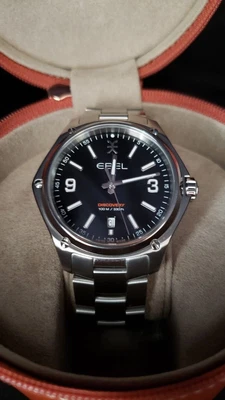 $649 • Buy Ebel Swiss Discovery 41mm Stainless Steel Black Dial Date Man's Watch 1216401
