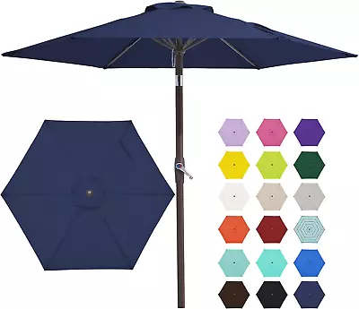 7.5FT Patio Umbrella Market Table Umbrella With 6 Sturdy Ribs Push Button Tilt/ • $47.99