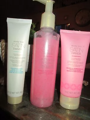 3 Piece MARY KAY Satin Hands Set Blissful Pomegranate (Scrub Cream & Protector) • $32.99