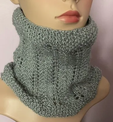 Hand Knitted Neck Warmer /cowlgrey  With Glitter • £3.99