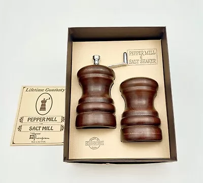 Vintage Wood Olde Thompson Salt And Pepper Mill Retro MCM 4” In Box • $25