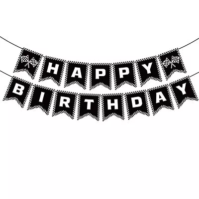 Race Car Happy Birthday Banner Race Car Birthday Party Decorations Checkered... • $17.75