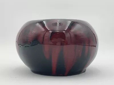 Frank Moreno Black &  Red Drip Glaze Pot Planter Bowl  6.5” W X 3-7/8” H Signed • $59.95