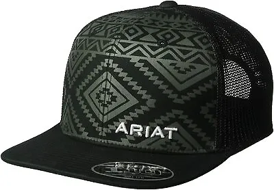 Ariat Men's Adjustable Snapback Mesh Cap Hat (Aztec Black One Size) • $32.99