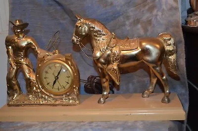 Vintage Clock With Cowboy And Horse  L@@K!!! • $65