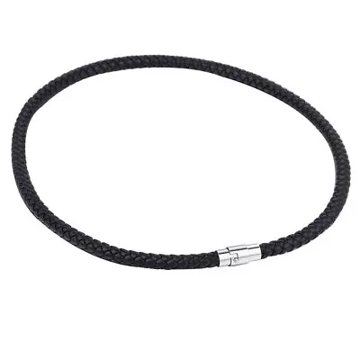 4-6mm 14 -28  Black Man-made Leather Rope Cord Necklace Choker Magnetic/Toggle • $8.29