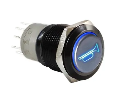 12V 19mm Momentary BLUE LED  Marine Car Stainless Horn Push Button Light Switch  • $11.99