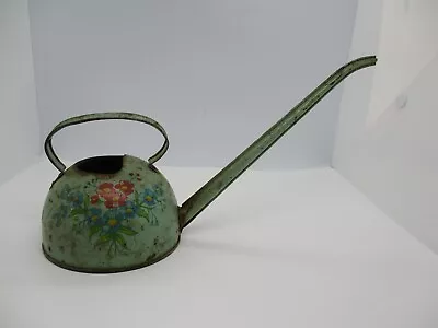 Vintage Small Metal Long Narrow-Spout Watering Can With Floral Design • $17.99