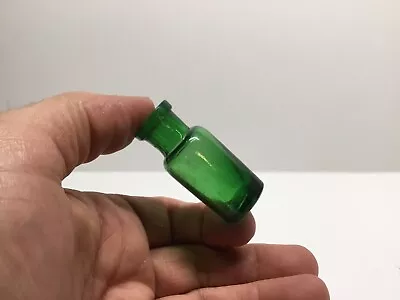 Round Antique Emerald Green Cork Top Medicine Bottle. 2 Inches Tall. • $13