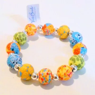VIVA BEADS Colorful Polymer Clay Bead Stretch Bracelet • $9.99