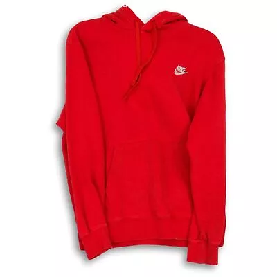 Nike Mens Red Long Sleeve Pocket Drawstring Pullover Hoodie Size Medium • $14.99