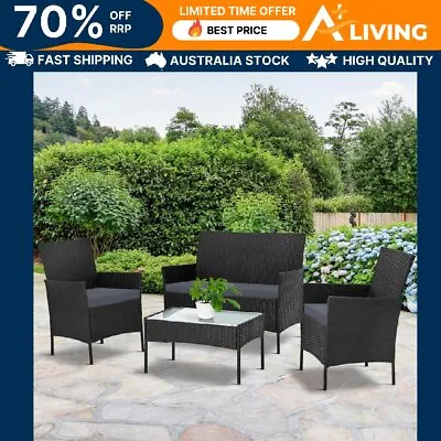 $331.89 • Buy Outdoor Furniture Lounge Setting Wicker Patio Dining Set W/Storage Cover Black